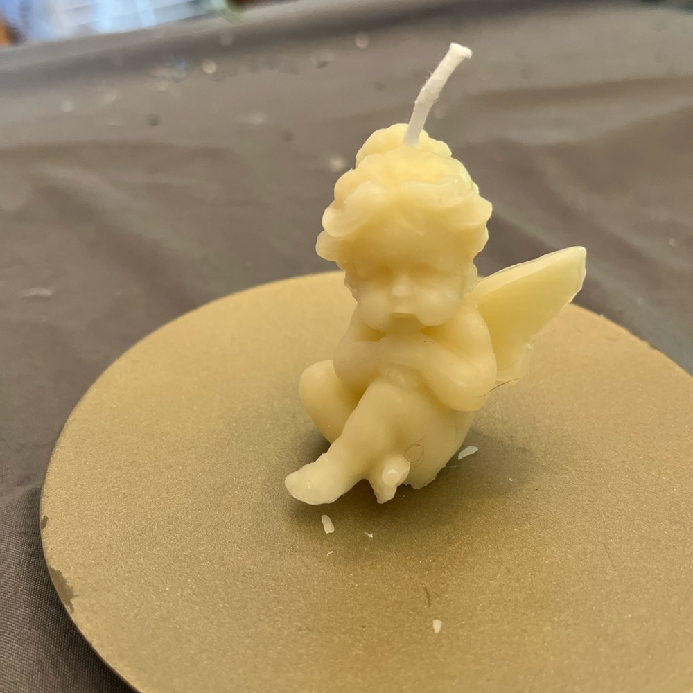Cream Angel Candle